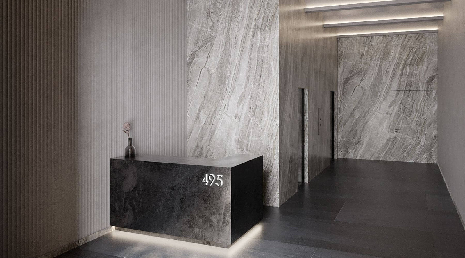 fluted wall panel reception office