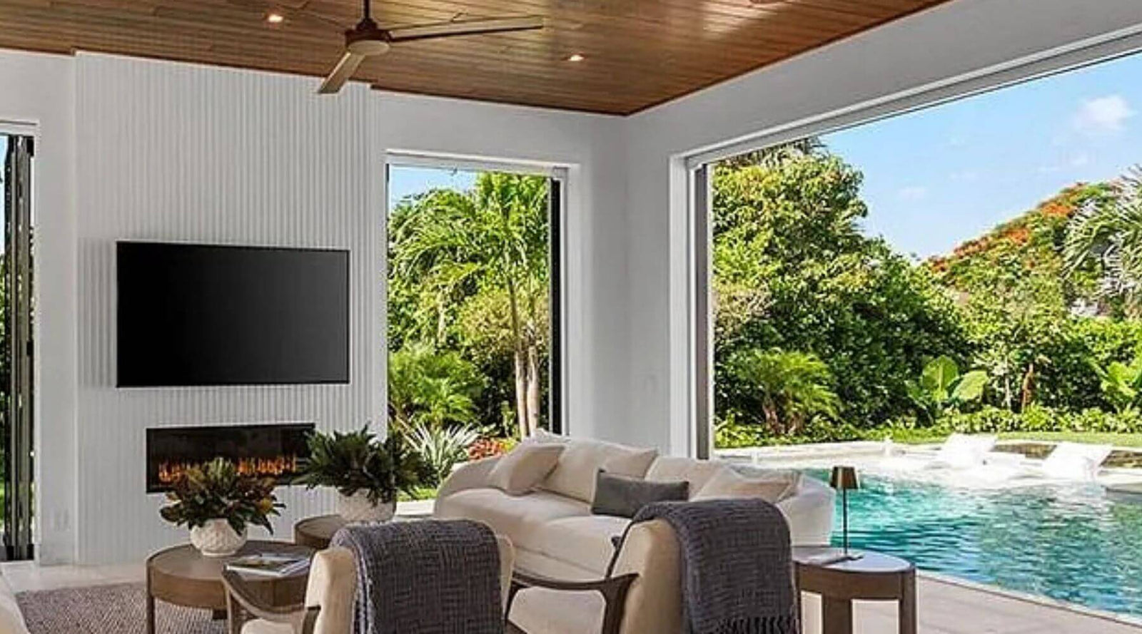 paintable fluted wall panels around fireplace