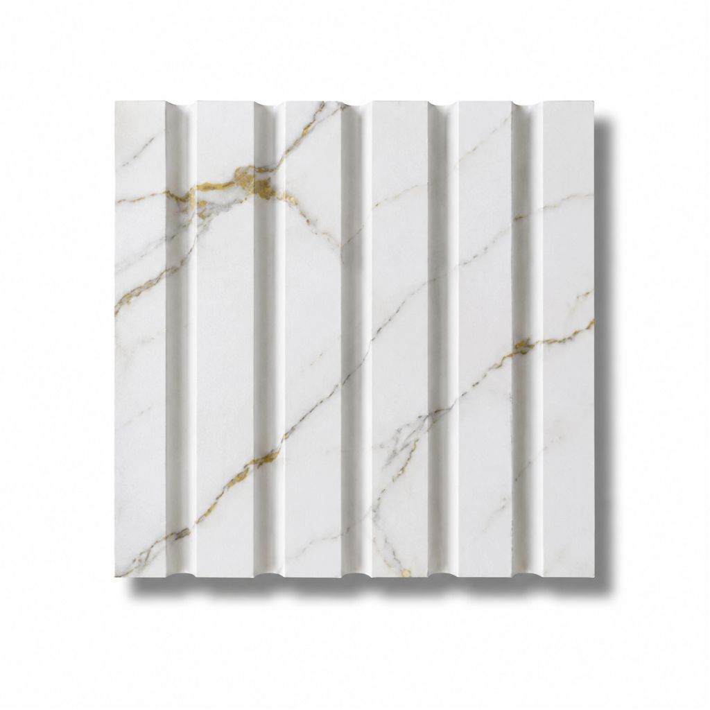 Walston Architectural Products Wall Panel Slatted (1" Slats) / Calacatta Oro 3DL 6″ X 6″ SAMPLES: FLUTED, REEDED, OR SLAT WALL PANELS / WALL CLADDING 6″ X 6″ SAMPLES: FLUTED, REEDED, OR SLAT WALL PANELS / WALL CLADDING