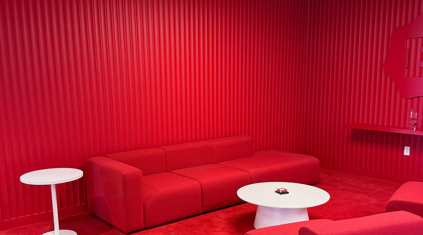 red fluted wall panels