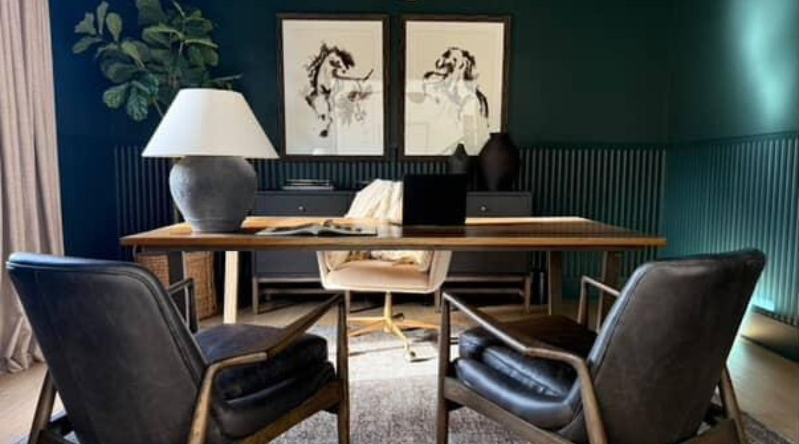 office with fluted wall panels