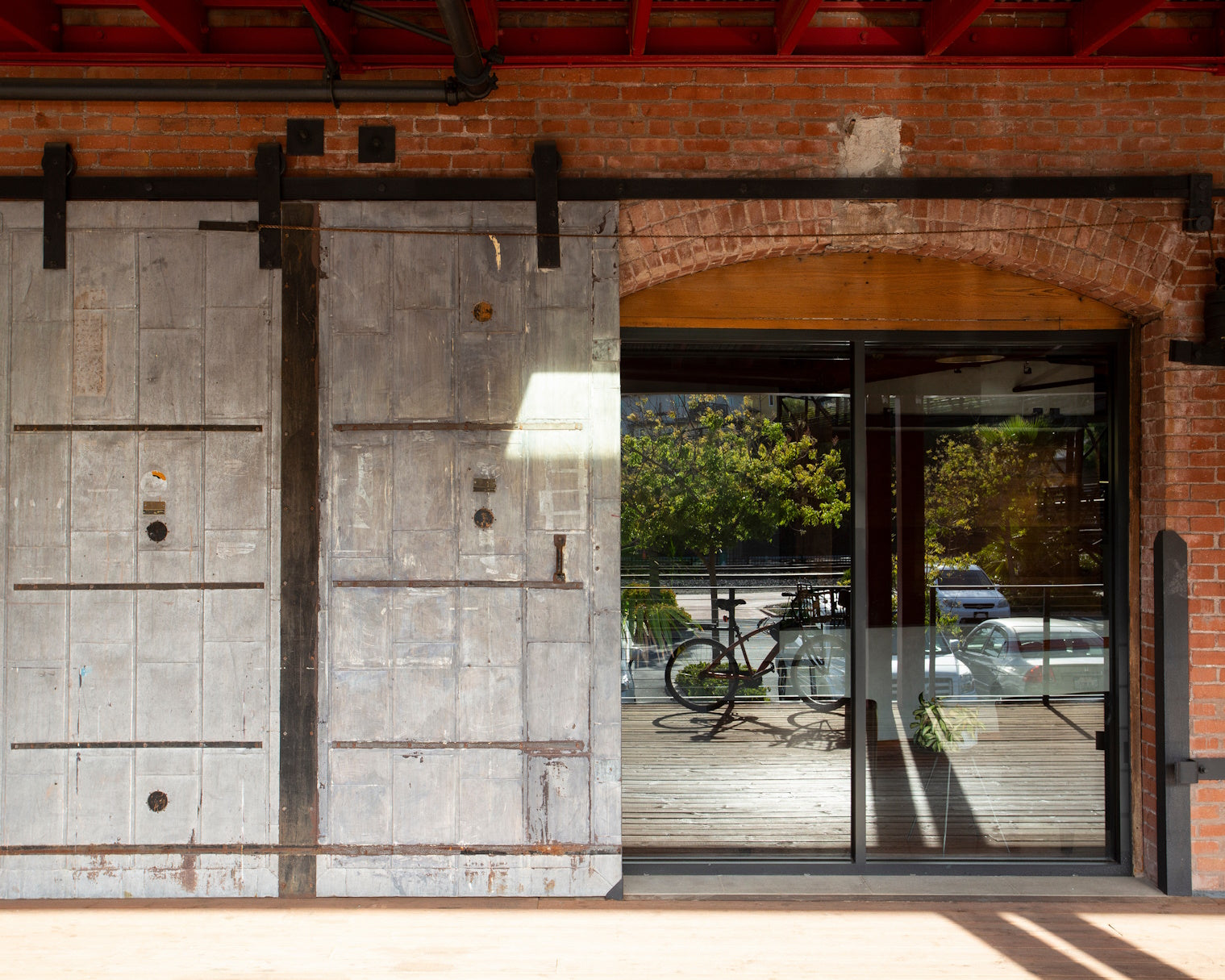 barn doors outside of a business