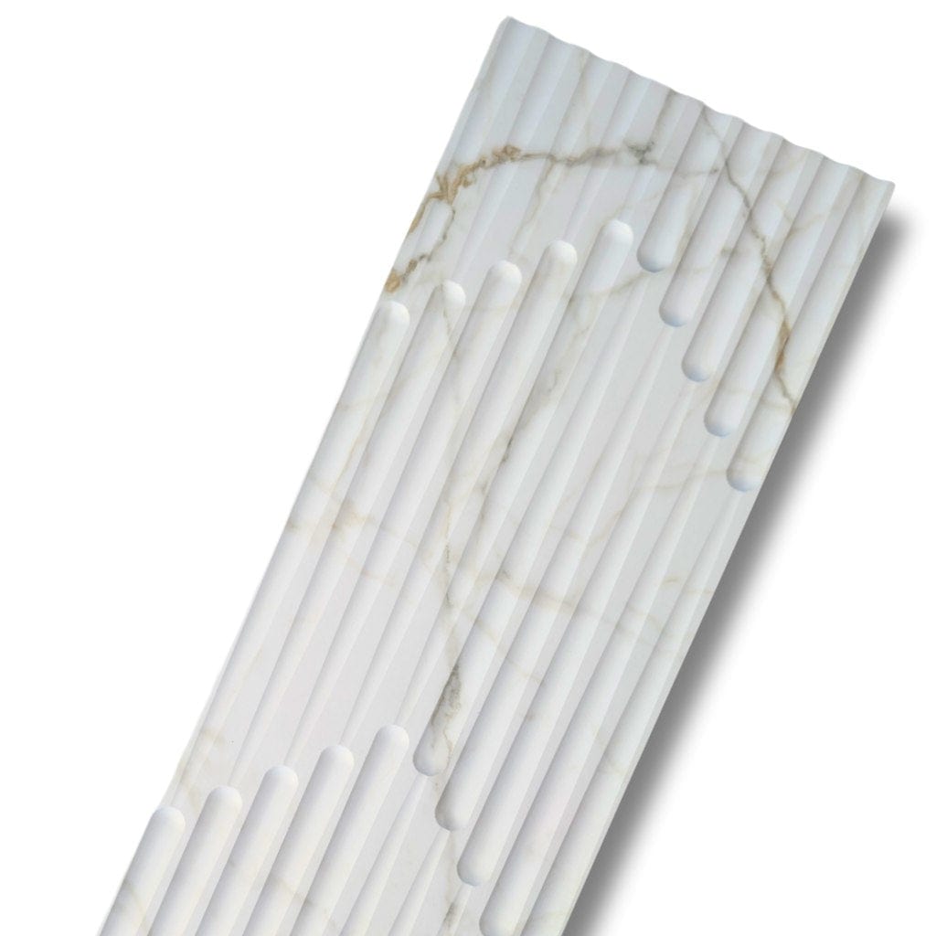 Walston Architectural Products Wall Panel (3) 12" x 93" Sections / 23.25 sq ft / Calacatta Gold 3DL Contemporary Arrow Peel and Stick Wall Panels Contemporary Arrow Peel and Stick Wall Panels | Walston Architectural Products