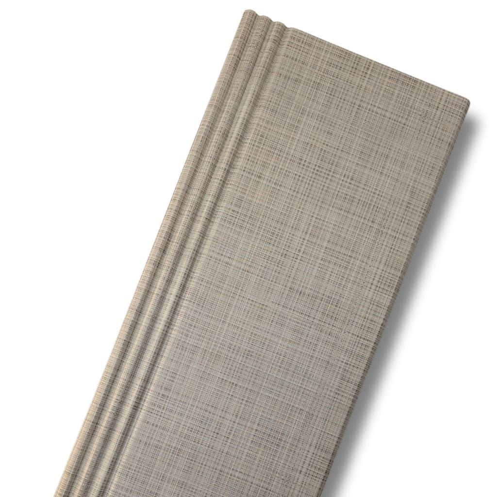 Walston Architectural Products Wall Panel (3) 12" x 93" Sections / 23.25 sq ft / Pewter Plaid Linen 3DL Tri Reeds Peel and Stick Wall Panels Tri Reeds Peel and Stick Wall Panels | Walston Architectural Products