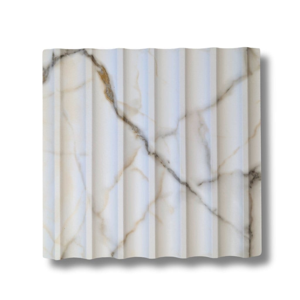 Walston Architectural Products Wall Panel Fluted (1" Flutes) / Calacatta Gold 3DL 8″ X 8″ SAMPLES: FLUTED, REEDED, OR SLAT WALL PANELS / WALL CLADDING 8″ X 8″ SAMPLES: FLUTED, REEDED, OR SLAT WALL PANELS / WALL CLADDING